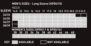 Mens sizing chart